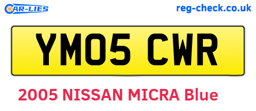 YM05CWR are the vehicle registration plates.