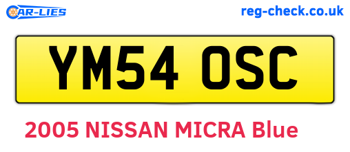 YM54OSC are the vehicle registration plates.