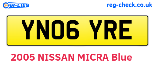 YN06YRE are the vehicle registration plates.