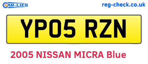 YP05RZN are the vehicle registration plates.