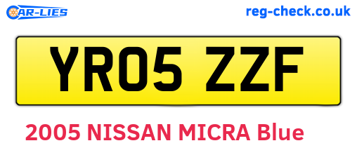 YR05ZZF are the vehicle registration plates.