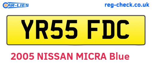 YR55FDC are the vehicle registration plates.