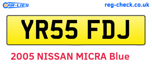 YR55FDJ are the vehicle registration plates.