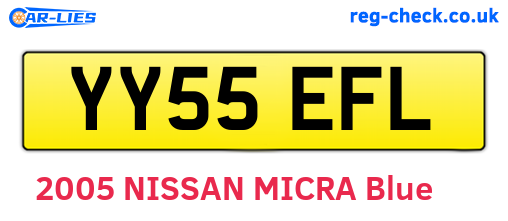 YY55EFL are the vehicle registration plates.