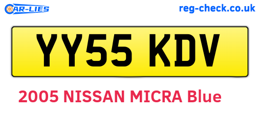 YY55KDV are the vehicle registration plates.