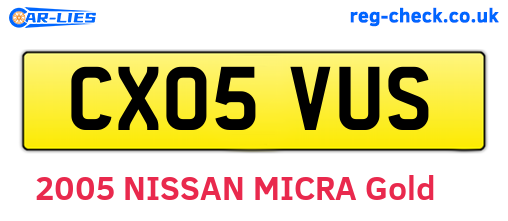 CX05VUS are the vehicle registration plates.