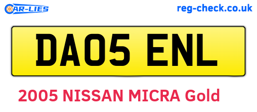 DA05ENL are the vehicle registration plates.