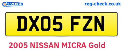 DX05FZN are the vehicle registration plates.