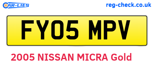 FY05MPV are the vehicle registration plates.