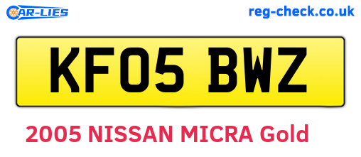 KF05BWZ are the vehicle registration plates.