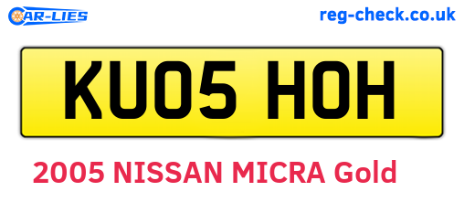 KU05HOH are the vehicle registration plates.