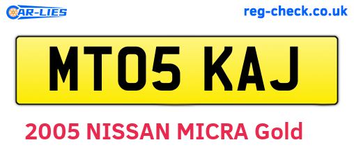 MT05KAJ are the vehicle registration plates.