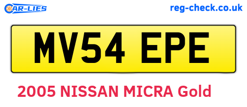 MV54EPE are the vehicle registration plates.