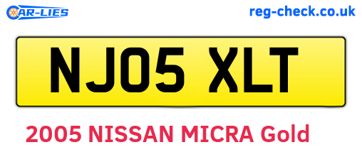 NJ05XLT are the vehicle registration plates.