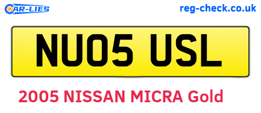 NU05USL are the vehicle registration plates.