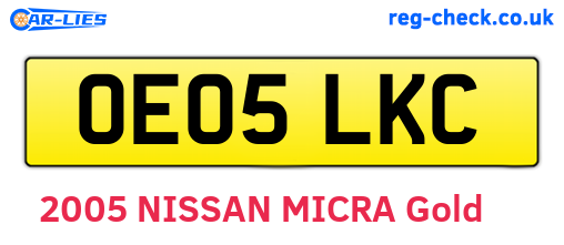 OE05LKC are the vehicle registration plates.