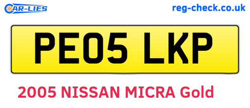 PE05LKP are the vehicle registration plates.