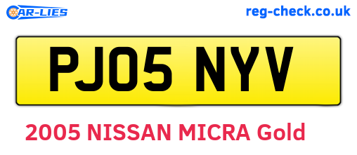 PJ05NYV are the vehicle registration plates.