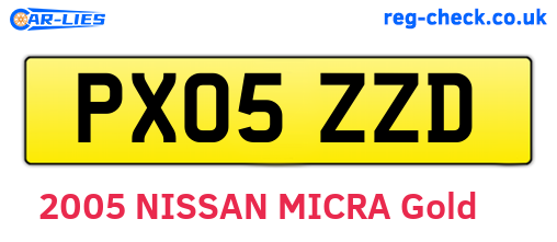 PX05ZZD are the vehicle registration plates.