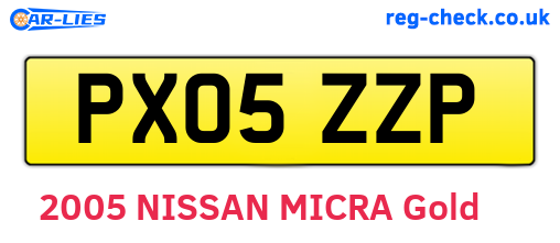 PX05ZZP are the vehicle registration plates.