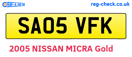 SA05VFK are the vehicle registration plates.