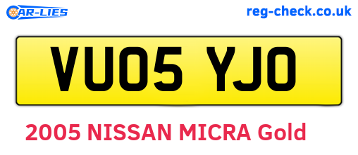 VU05YJO are the vehicle registration plates.