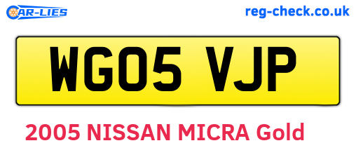 WG05VJP are the vehicle registration plates.