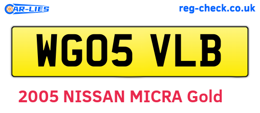 WG05VLB are the vehicle registration plates.