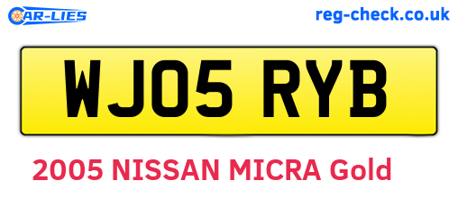 WJ05RYB are the vehicle registration plates.