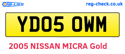YD05OWM are the vehicle registration plates.