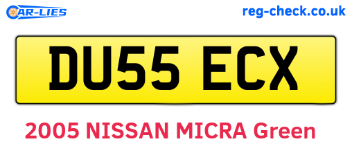 DU55ECX are the vehicle registration plates.