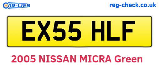 EX55HLF are the vehicle registration plates.
