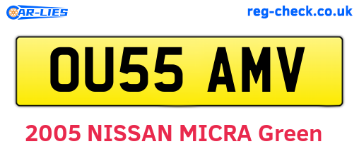 OU55AMV are the vehicle registration plates.