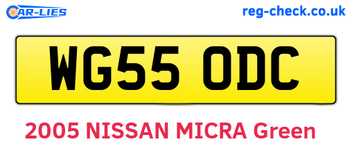 WG55ODC are the vehicle registration plates.