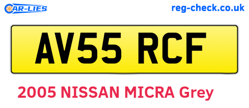 AV55RCF are the vehicle registration plates.