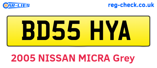 BD55HYA are the vehicle registration plates.