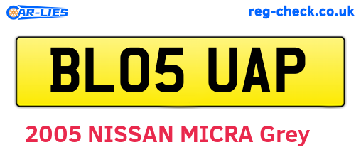 BL05UAP are the vehicle registration plates.