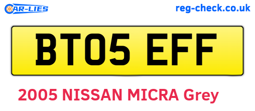 BT05EFF are the vehicle registration plates.