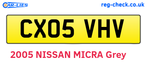 CX05VHV are the vehicle registration plates.