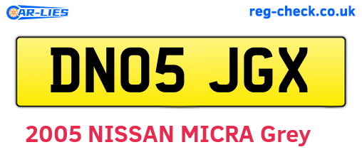 DN05JGX are the vehicle registration plates.