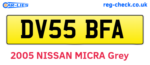 DV55BFA are the vehicle registration plates.