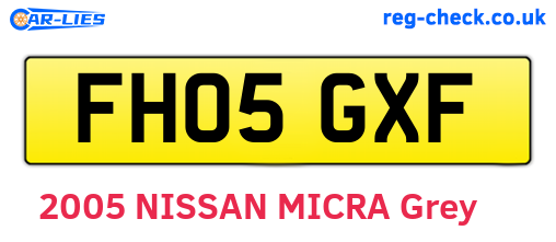 FH05GXF are the vehicle registration plates.