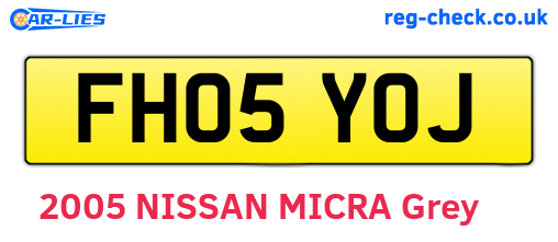 FH05YOJ are the vehicle registration plates.
