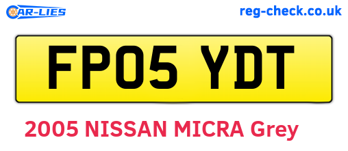 FP05YDT are the vehicle registration plates.