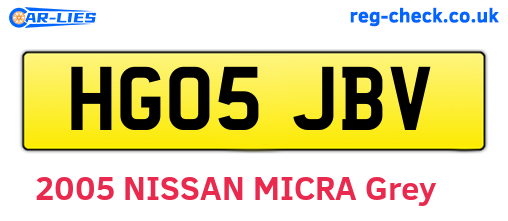 HG05JBV are the vehicle registration plates.