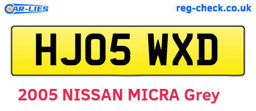 HJ05WXD are the vehicle registration plates.