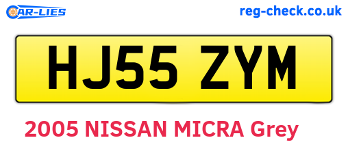 HJ55ZYM are the vehicle registration plates.