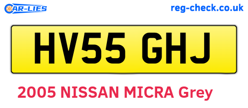 HV55GHJ are the vehicle registration plates.