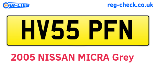 HV55PFN are the vehicle registration plates.