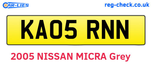 KA05RNN are the vehicle registration plates.